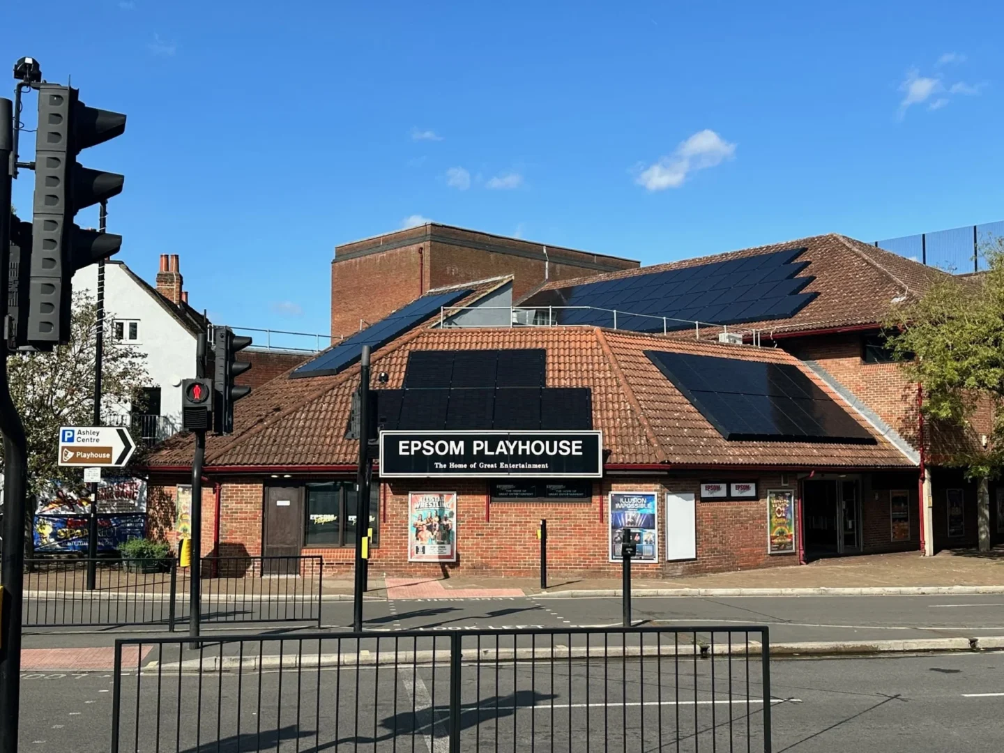 Epsom Playhouse with solar panels installed on roof