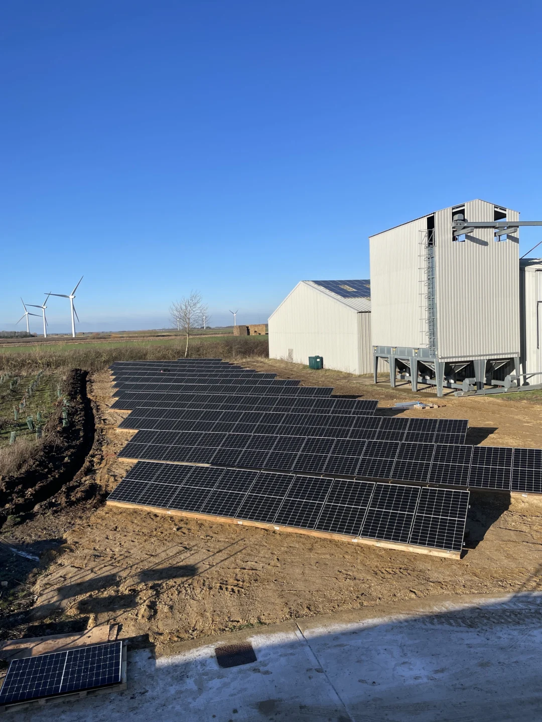 Solar panels on farm ground