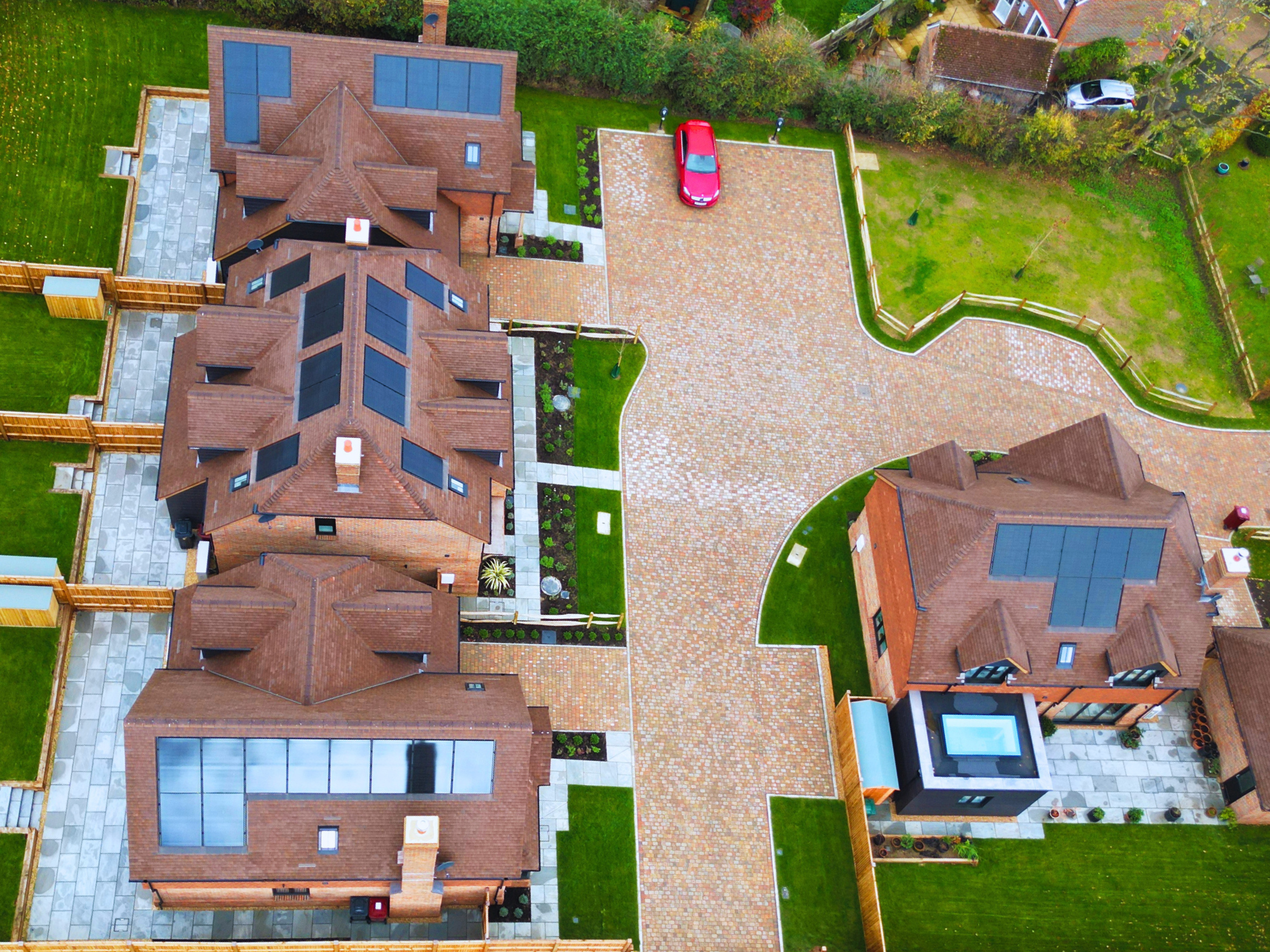 An aerial overview of the development