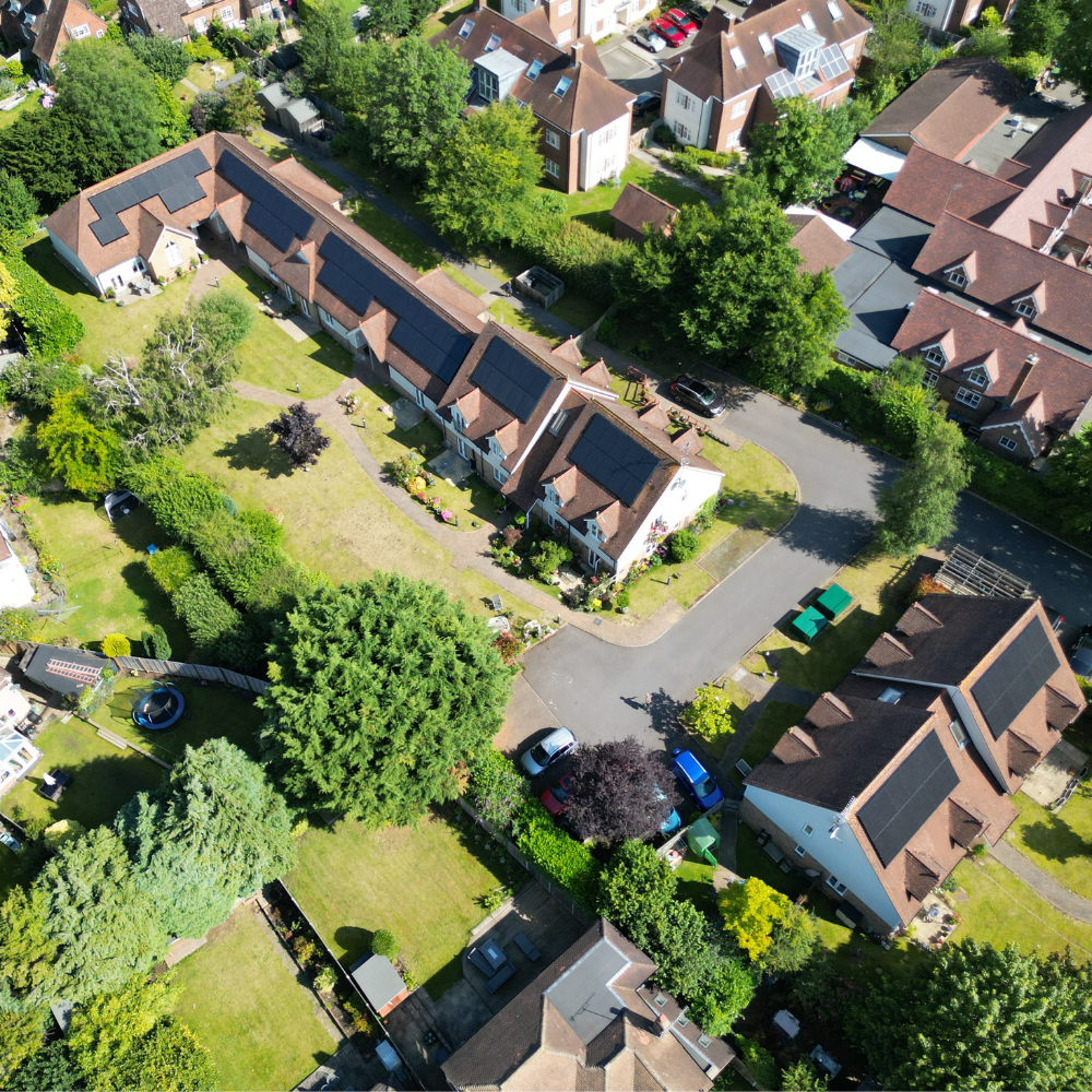 Solar panels viewed from above